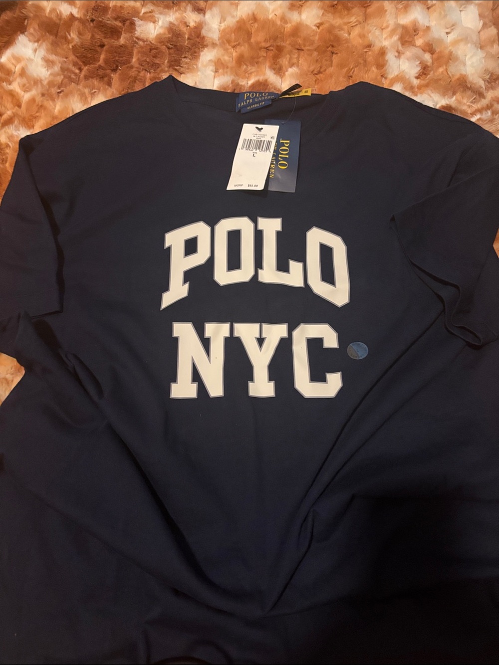 Polo by Ralph Lauren Navy Crewneck Sweatshirt with White 'POLO NYC' Graphic